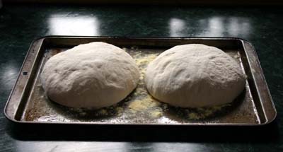 The first two sourdough loaves ready for final proving