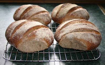 The dough covered with the smaller bowl