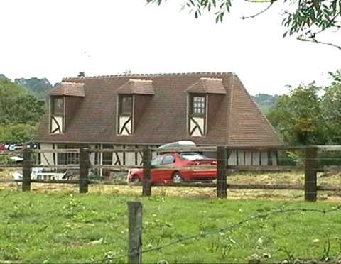 Looking across the field at our home in Calvados